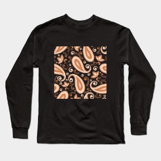 Orange Paisley Pattern Long Sleeve T-Shirt